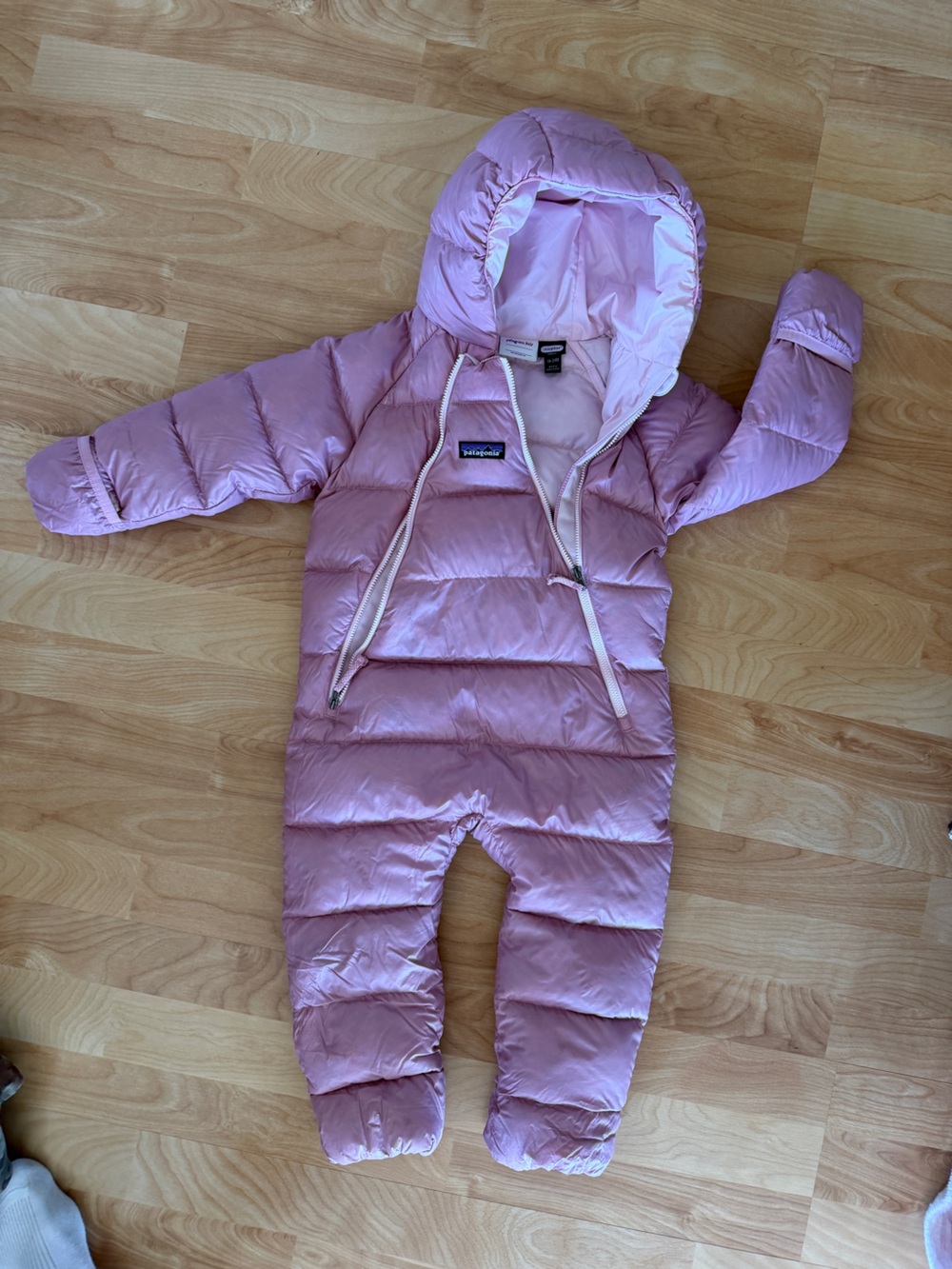 Patagonia Kids Light Pink Quilted Puffer Snowsuit